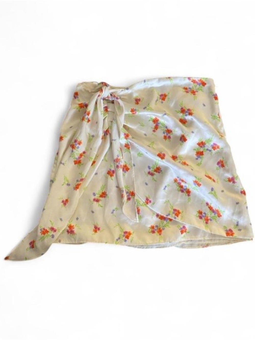 Zara Cream Floral Tie-Side Swim Sarong